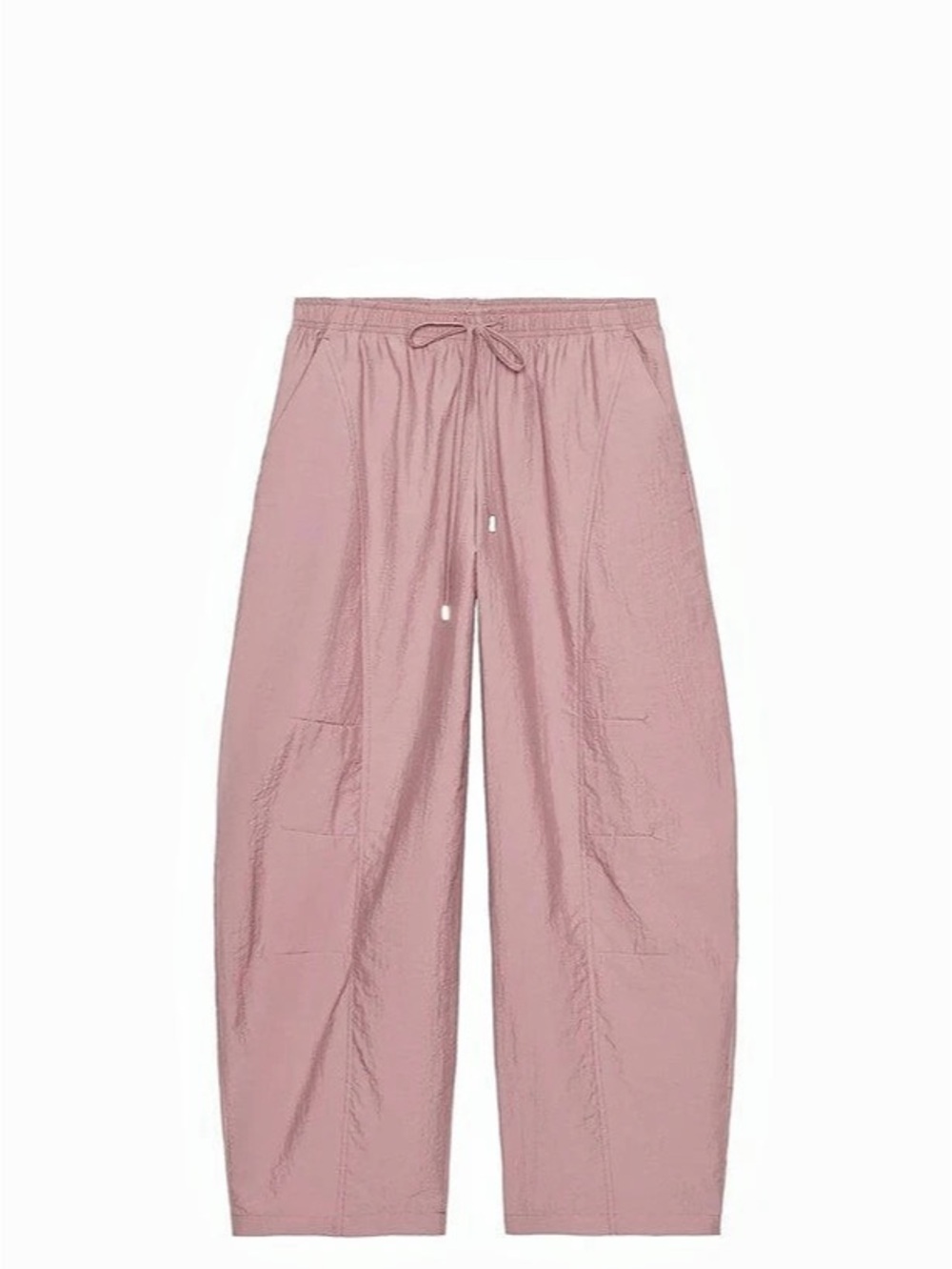 ZARA Barrel Pants with Elastic Waist Pink Medium
